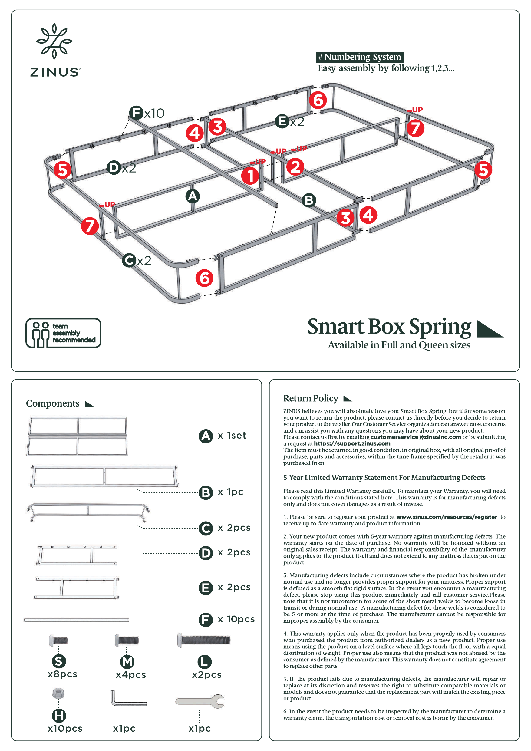 Zinus Bed Frame Instructions Pdf : Zinus Joseph 45cm Modern Platforma ...