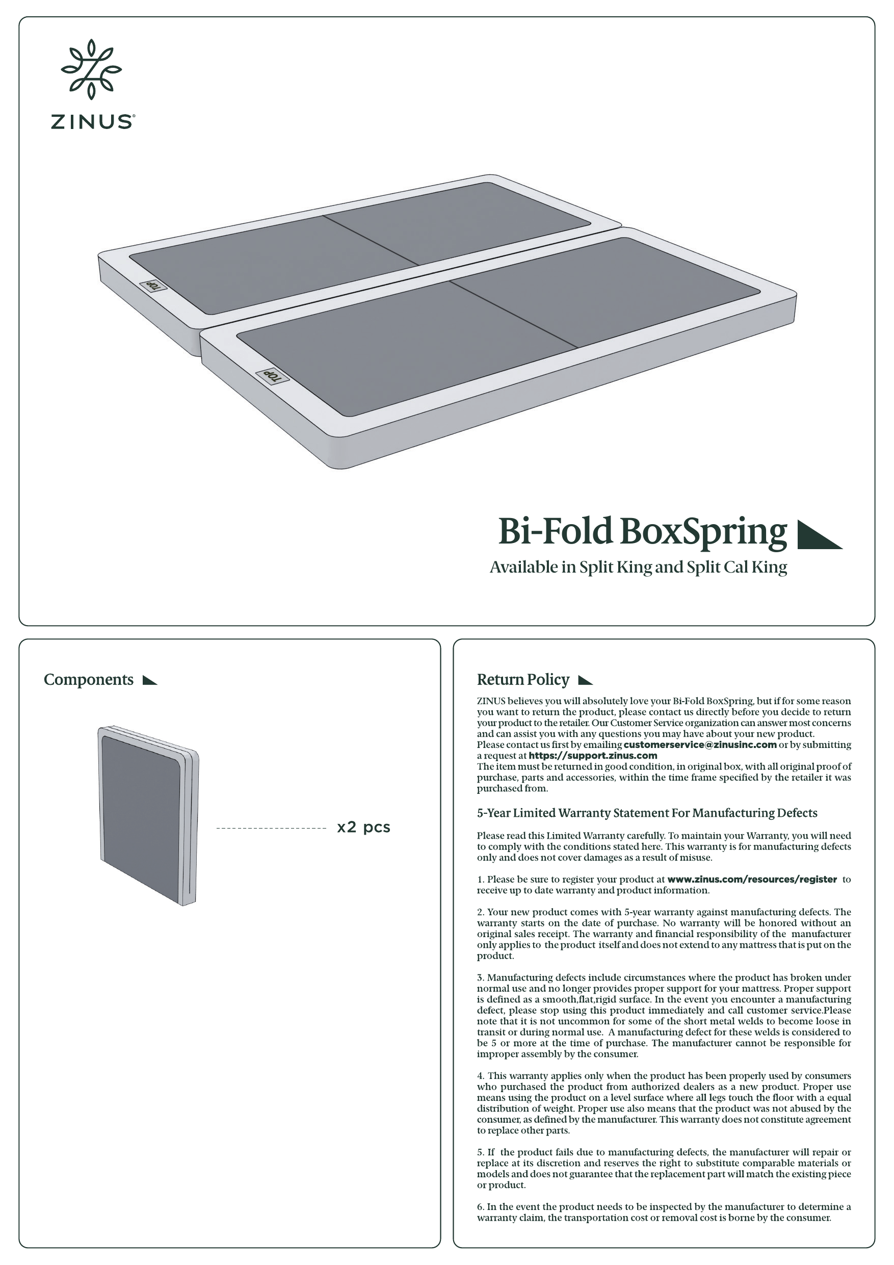Zinus Olb Bifd 4ck Box Spring Installation Manual Manualzz
