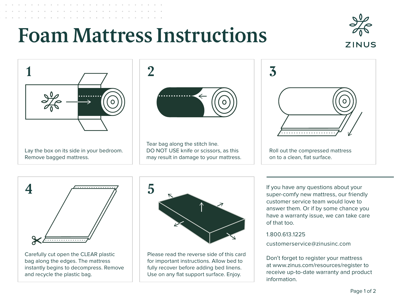 zinus bed in a box instructions