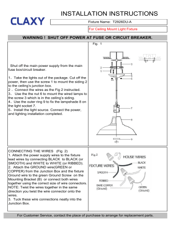 Claxy D 2926d Pendant Light User Manual Manualzz - Copper Pendant Ceiling Light Fitting Instructions