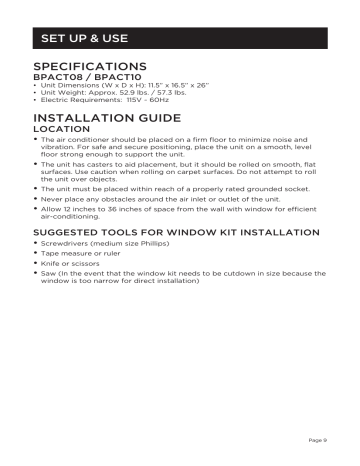 Black and Decker Portable Air Conditioner Manual 