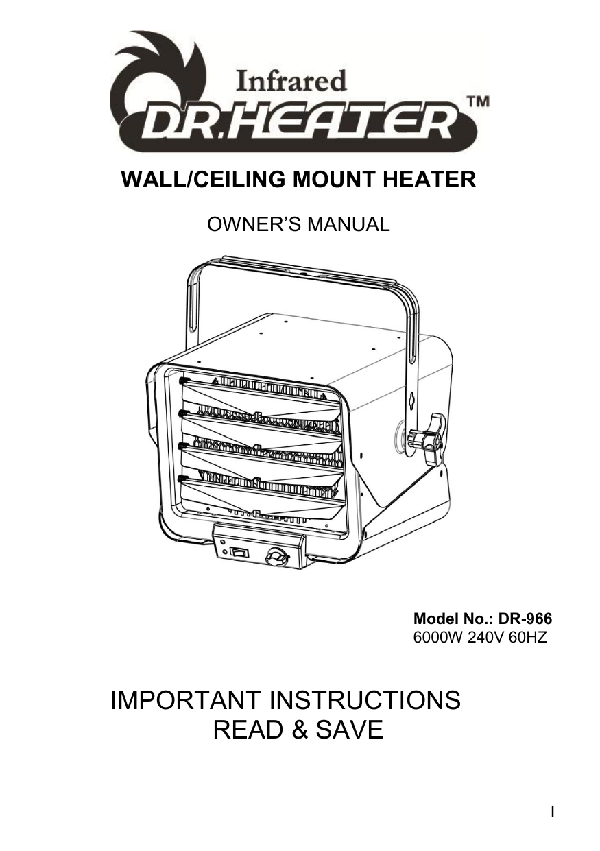 Dr Infrared Heater DR966 User manual | Manualzz