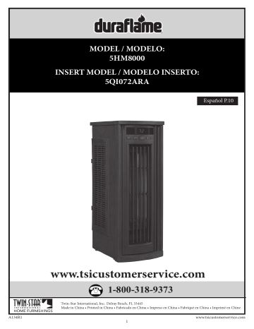 Duraflame Electric 5HM8000-O142 Electric Space Heater User Manual | Manualzz