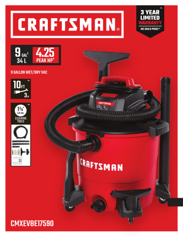 CRAFTSMAN CMXEVBE17590 Wet-Dry Vacuum Specification Sheet | Manualzz