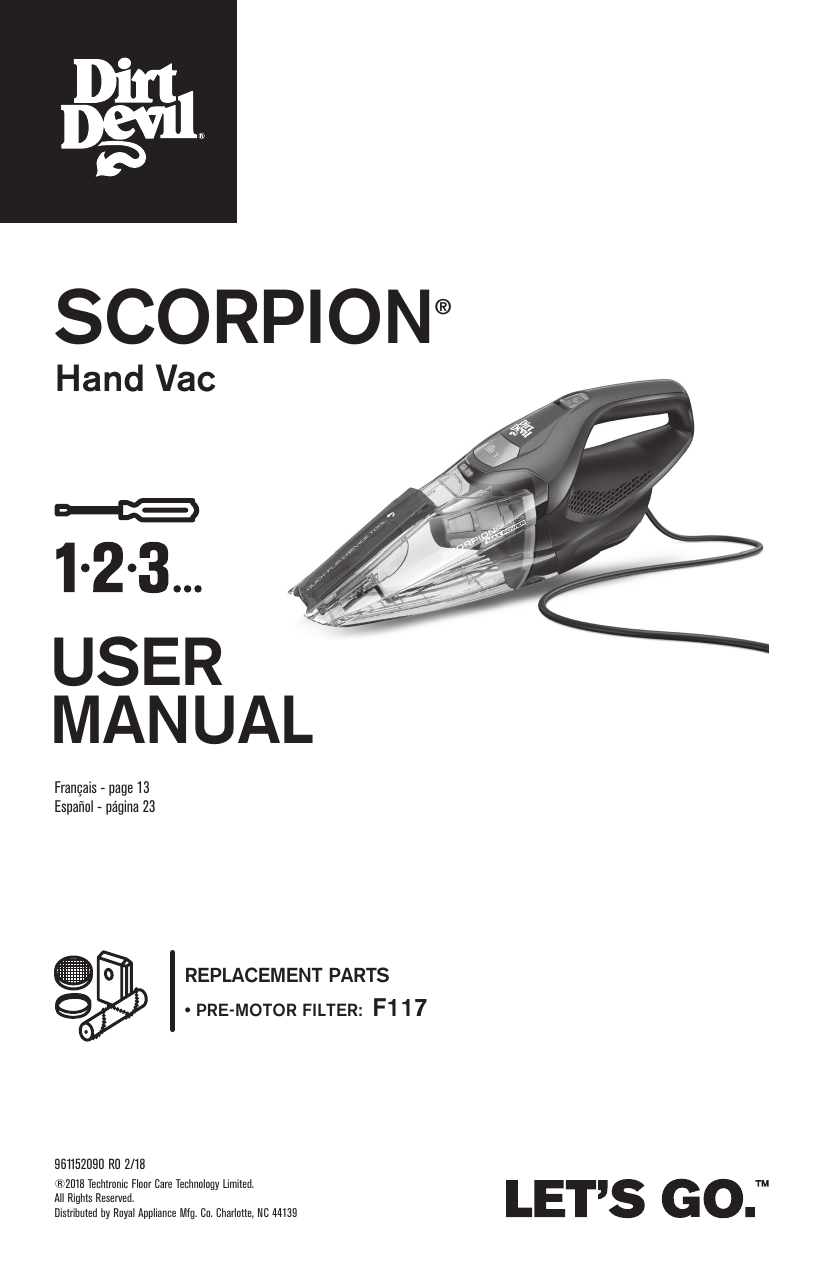 Dirt Devil SD20005RED, Scorpion Manual de usuario | Manualzz