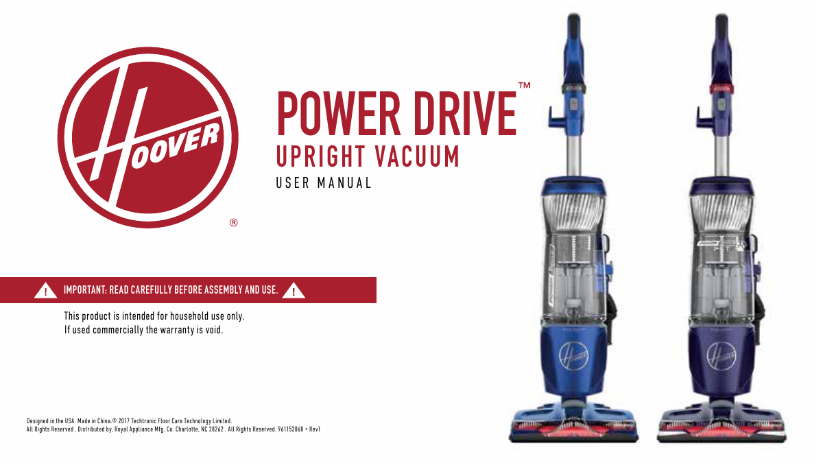 Hoover Power Drive Pet Upright Vacuum 