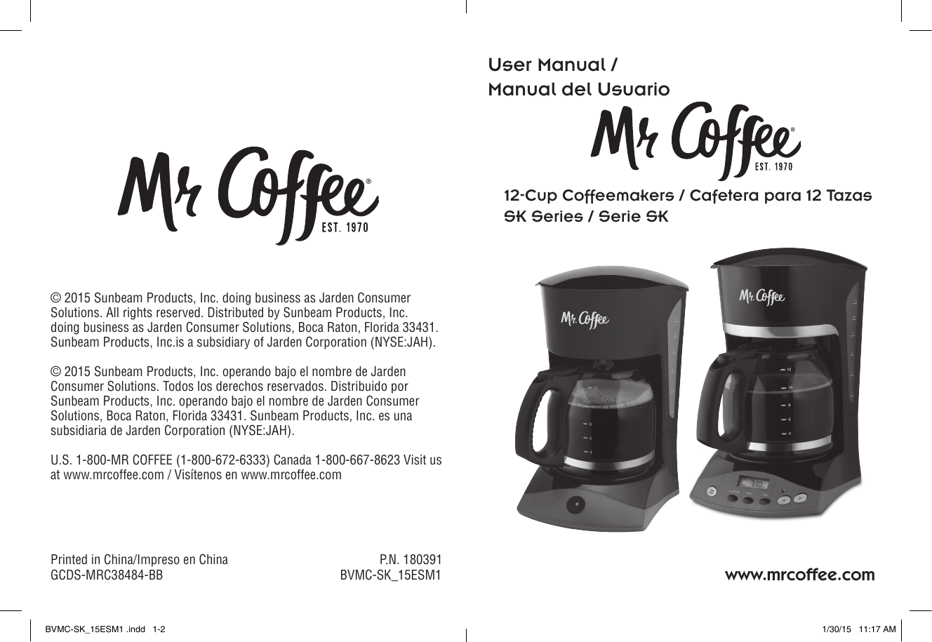 Mr. Coffee SK13-RB Coffee Machine User Guide | Manualzz
