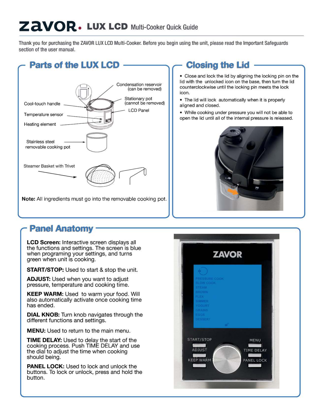 Zavor lux best sale lcd manual