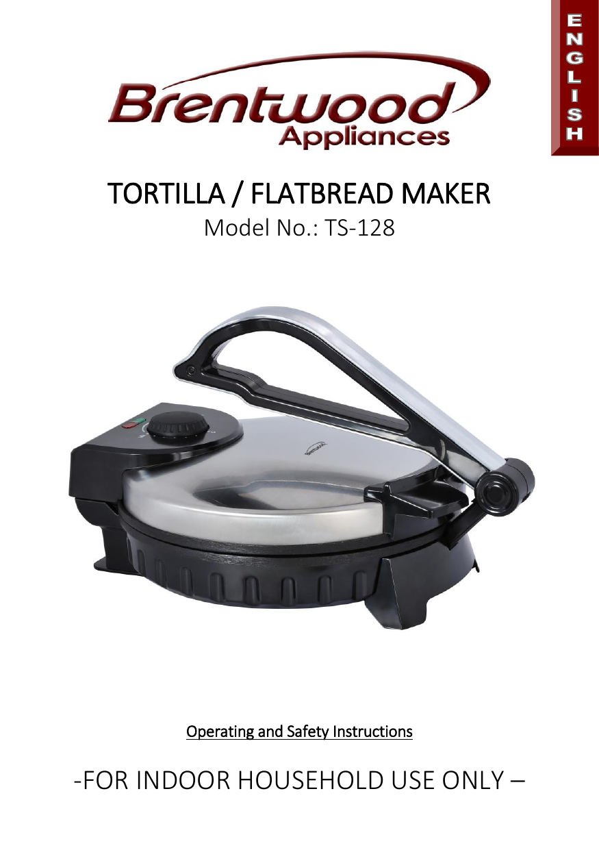 Máquina De Tortillas Eléctrica Brentwood Ts128