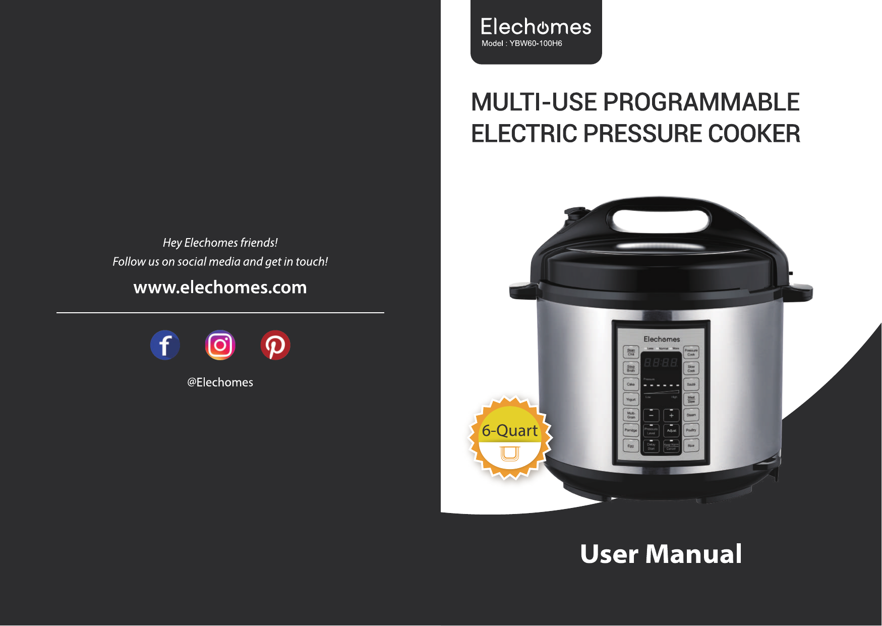 SMART601 Electric Pressure Cooker User Manual Instant Pot IP-DUO English  Guangdong MD Consumer Electric Manufacturing