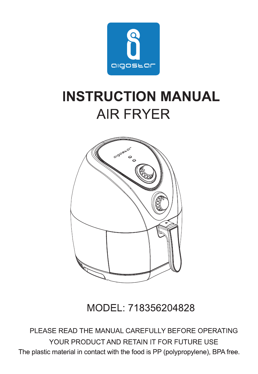 Secura Electric Hot Air Fryer Extra Large Capacity 5.0L / 5.3Qt XL