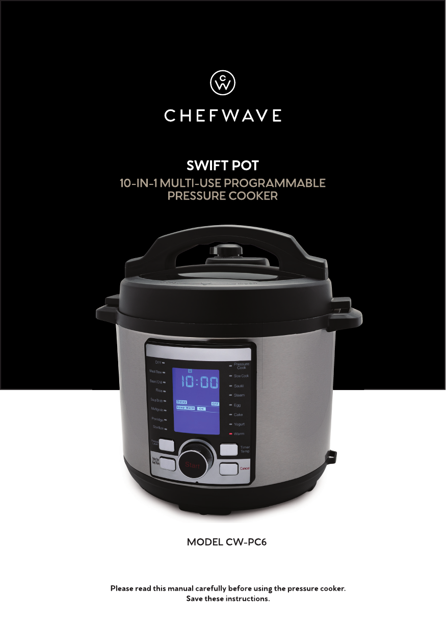 ChefWave Swift Pot 10 in 1 Programmable Multi Cooker Electric