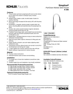 Kohler K-596-VS - Installation guide, Product information