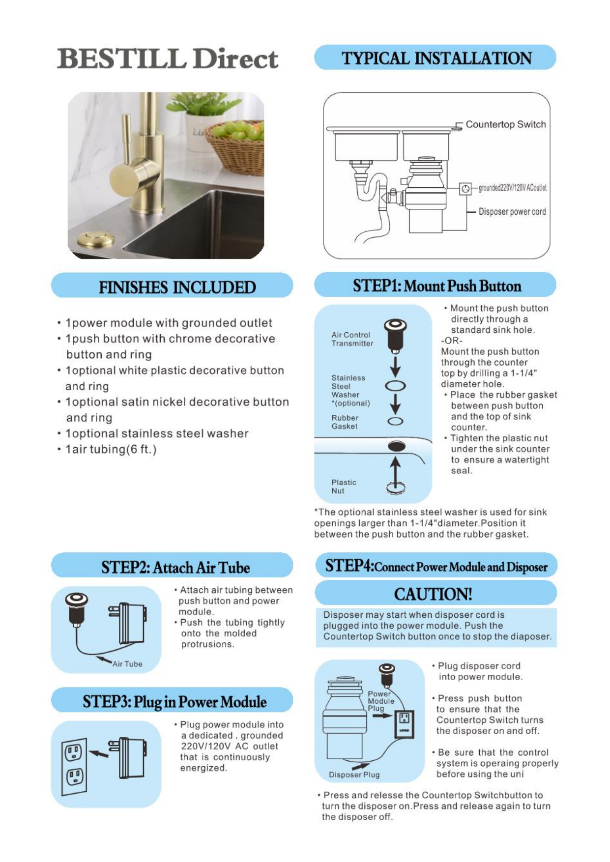 Bestill Sink Top Garbage Disposal Air Switch Kit Installation Manual Manualzz