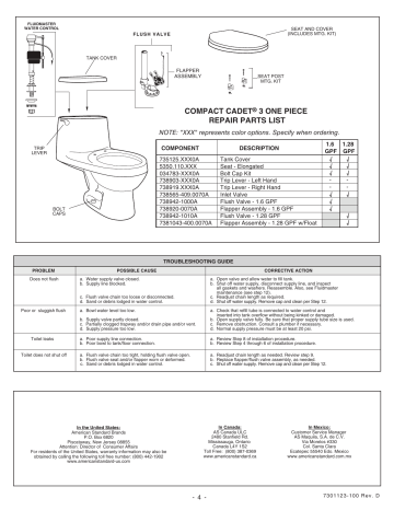 American Standard 2403128.020 Two-Piece Toilet Application Guide | Manualzz