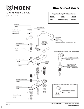 Moen 8792 Touch On Kitchen Sink Faucet User Guide | Manualzz