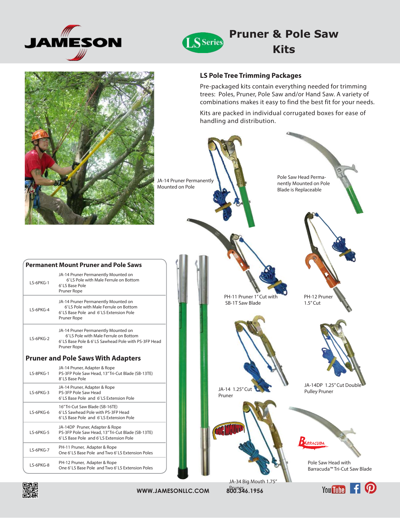 Details about   Jameson Pole Saw Pruner Kit LS-6PKG-6 LS-Series Landscaper 3-Poles Each 6ft Long 