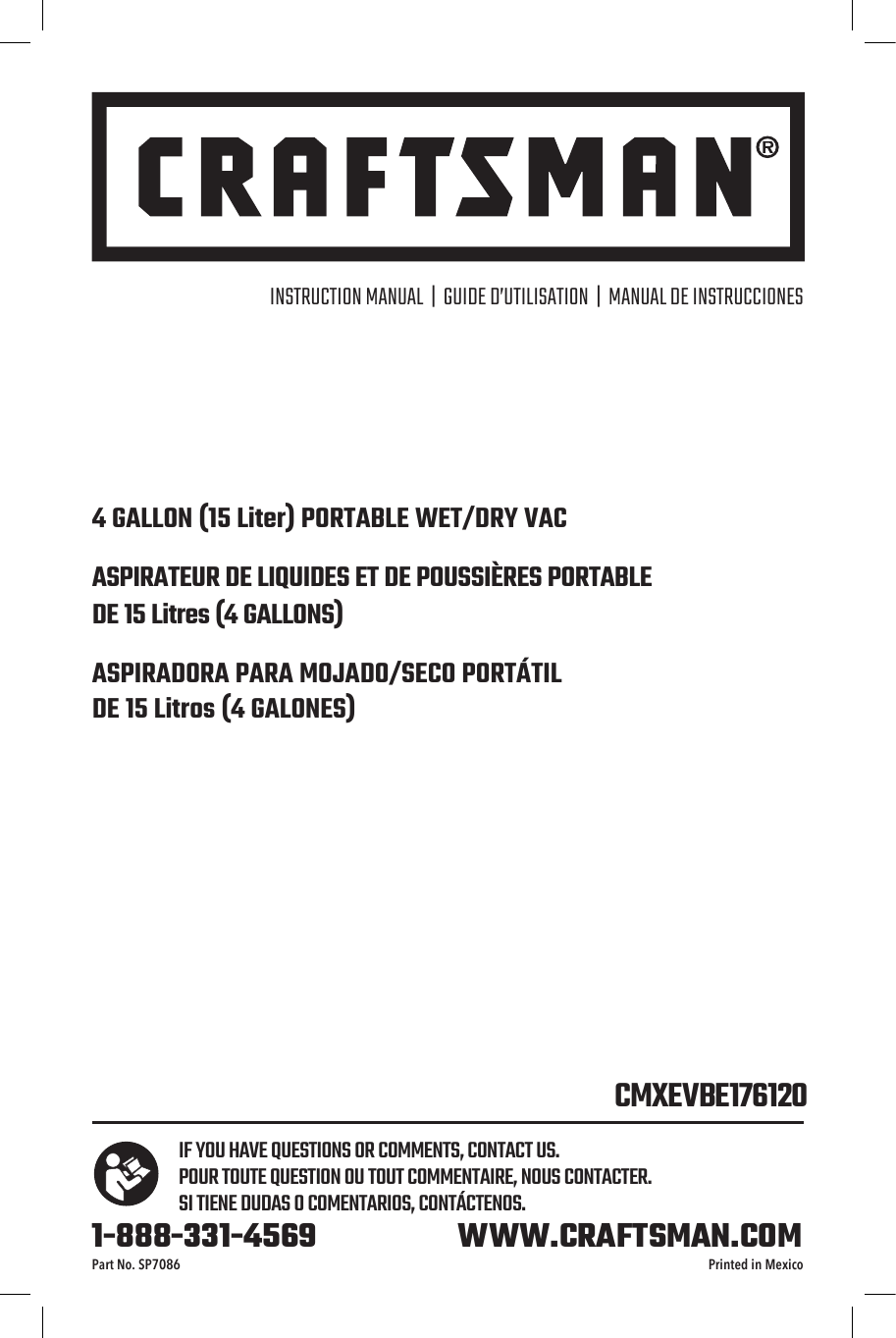 CRAFTSMAN 9-17612 Wet-Dry Vacuum User Manual | Manualzz