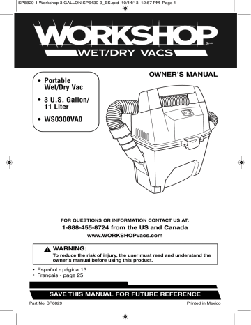 WORKSHOP WS0301VA 3-Gallon Portable Vacuum with Car Cleaning Kit