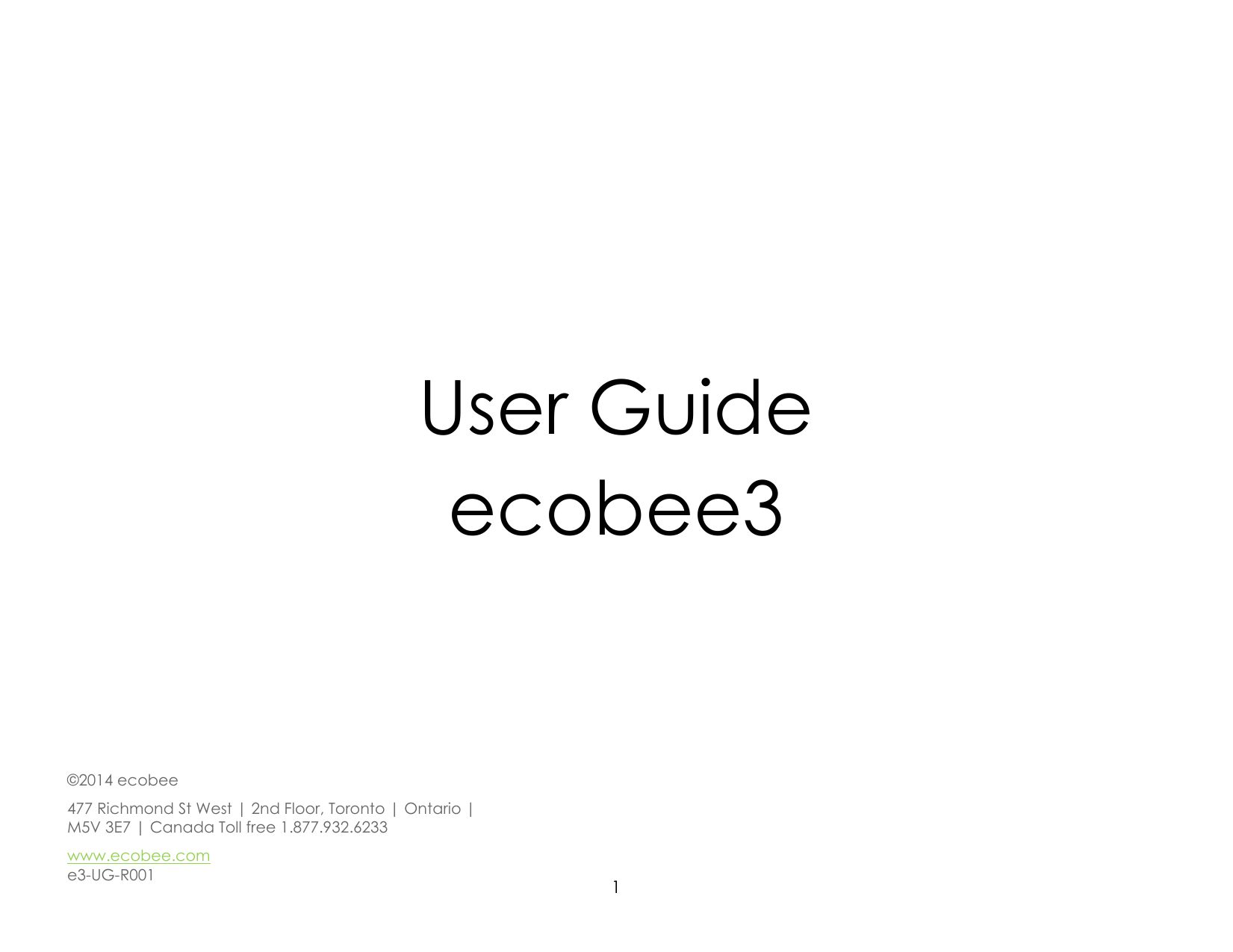 ecobee EB-STATe3-O2 Programmable User 