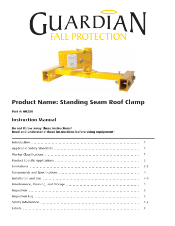 Guardian Fall Protection 250 Fall Protection User Manual | Manualzz