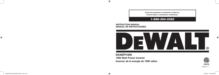 DeWalt DXAEPI1000 User manual | Manualzz