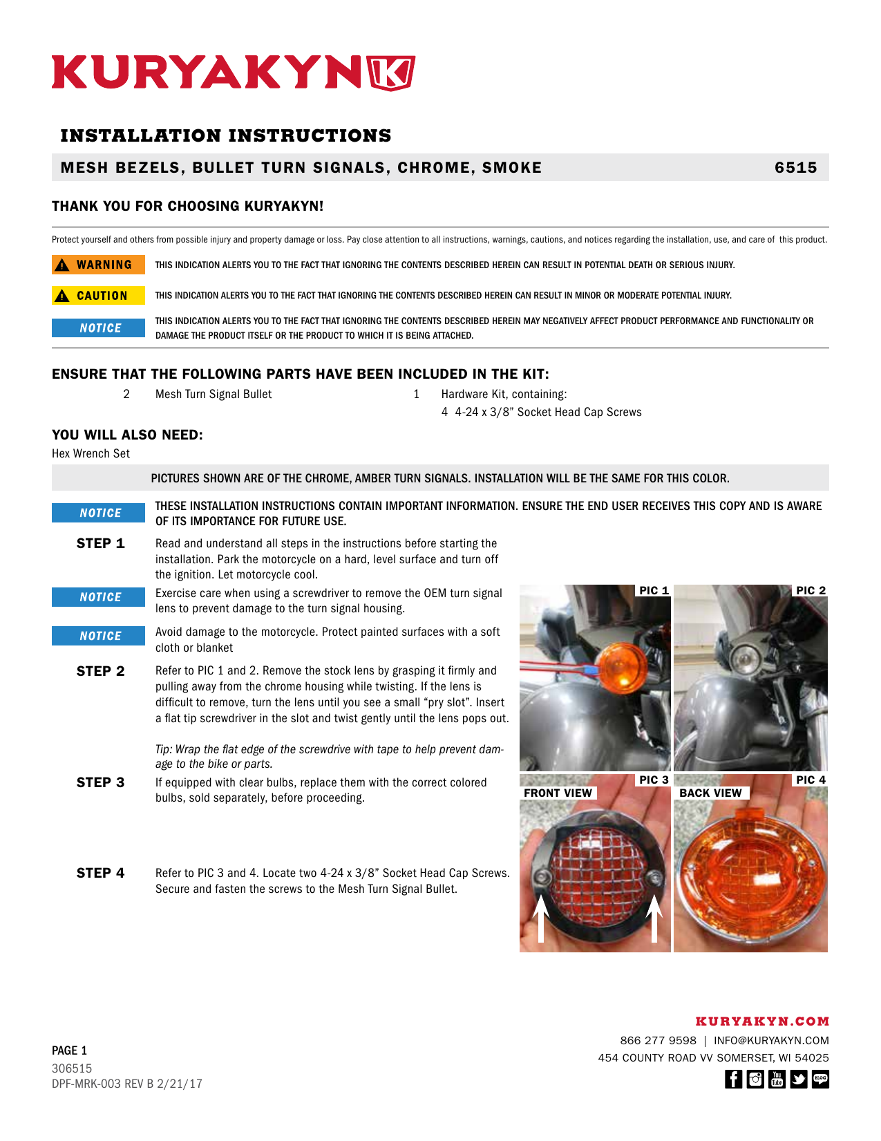 Kuryakyn 6515 Accessory User Manual Manualzz