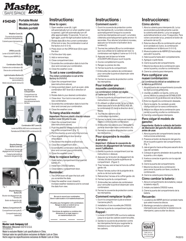 Boite A Cles Master Lock Mode Demploi