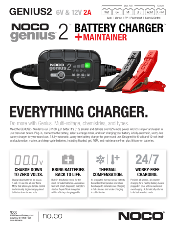 Noco G7200 Battery Charger Specification Sheet