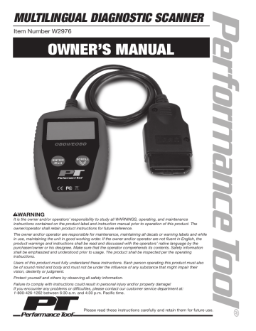 Performance Tool W2976 User manual | Manualzz