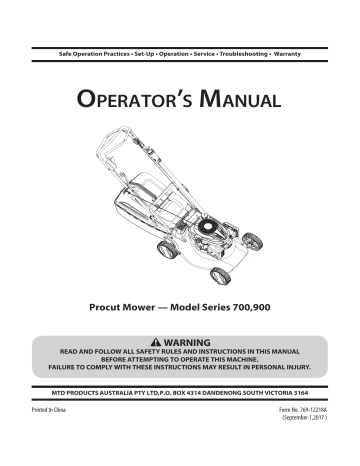 Rover Pro Cut 720 Lawn Mower Owner Manual | Manualzz