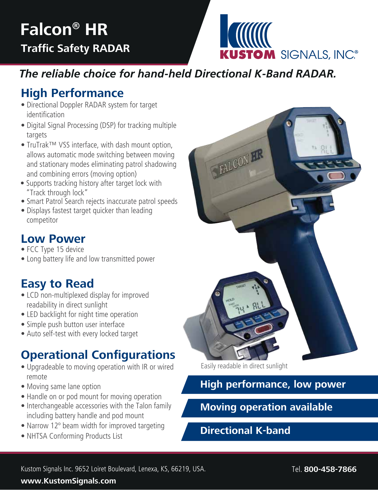 Kustom Signals Talon II Police Radar Gun, Directional, Motorcycle