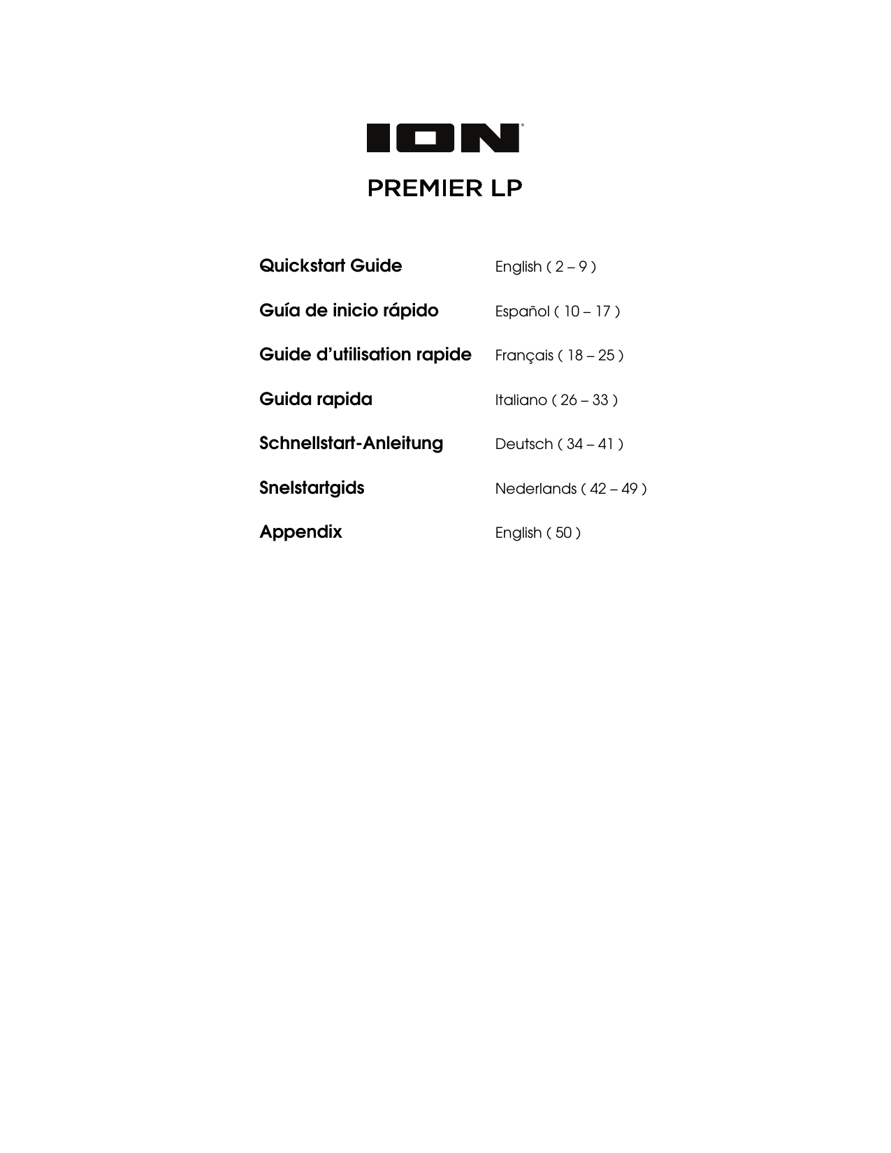 iON Premier LP Quick start Guide Manualzz