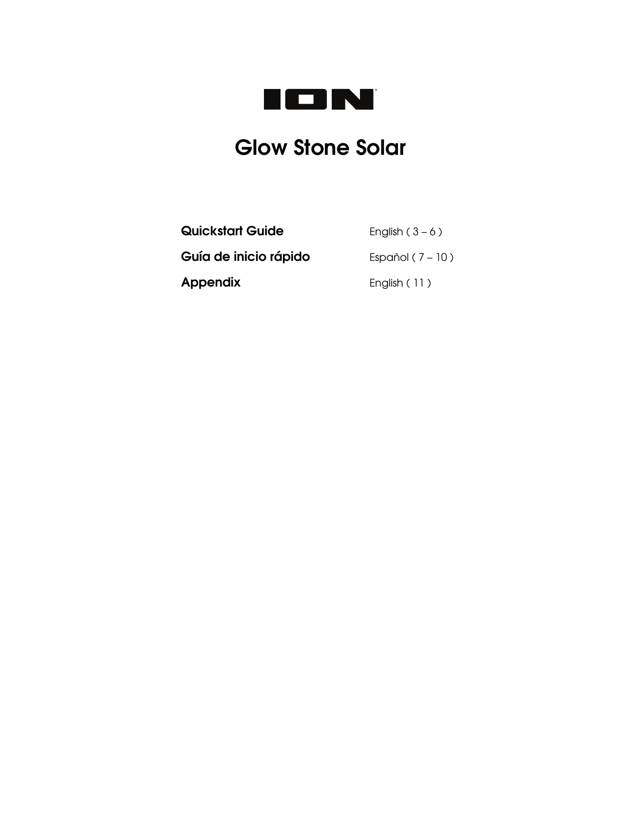 ION Glow Stone Solar Quick Start Guide 