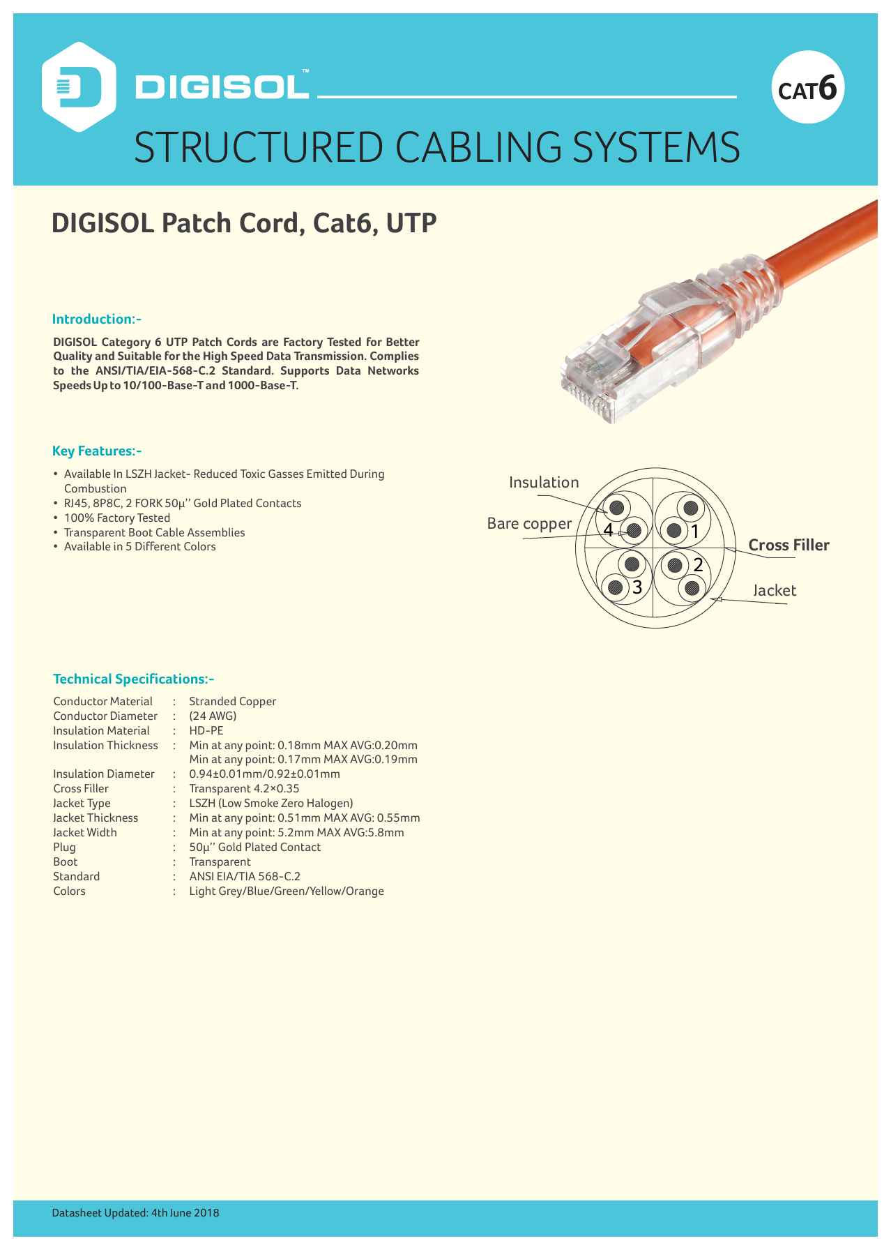 Digisol Enterprise ConvergeX Patch Cord Datasheet Manualzz