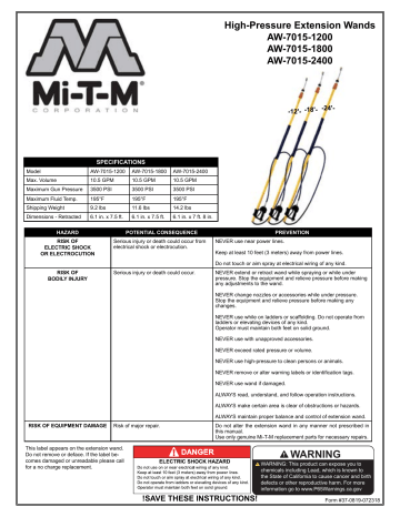 Mi-T-M High-Pressure Extension Wand Owner Manual | Manualzz