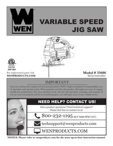 WEN 33606 6.6-Amp Variable Speed Orbital Jig Saw with Laser and LED Light