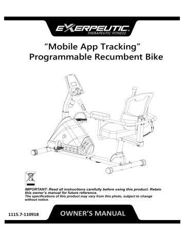 Exerpeutic recumbent outlet bike manual