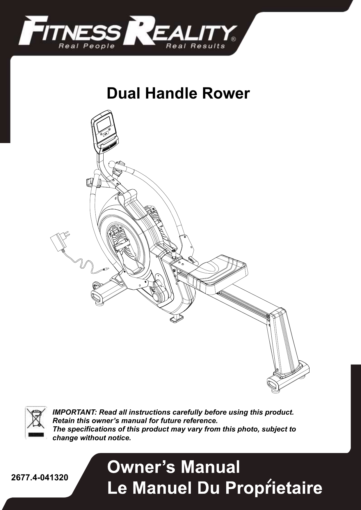 Fitness Reality 2677 Dual Handle Rower Owner Manual Manualzz