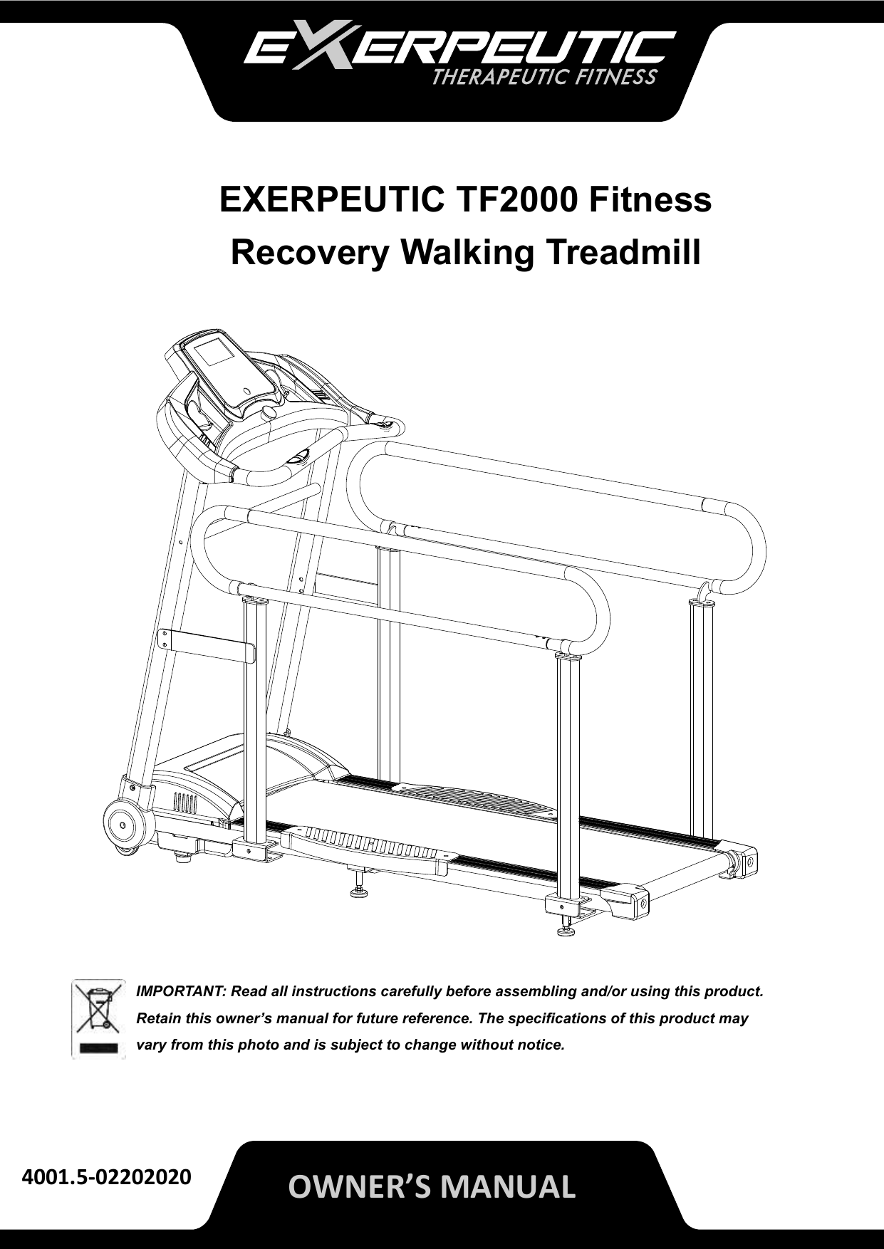 Exerpeutic discount tf2000 treadmill