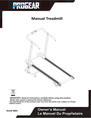 Progear 190 manual treadmill instructions clearance