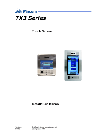 Mircom LT-996 TX3 Touch Screen Installation Manual | Manualzz