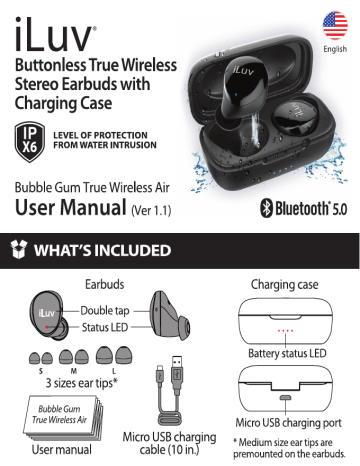 iLuv Bubble gum true wireless air Manual | Manualzz