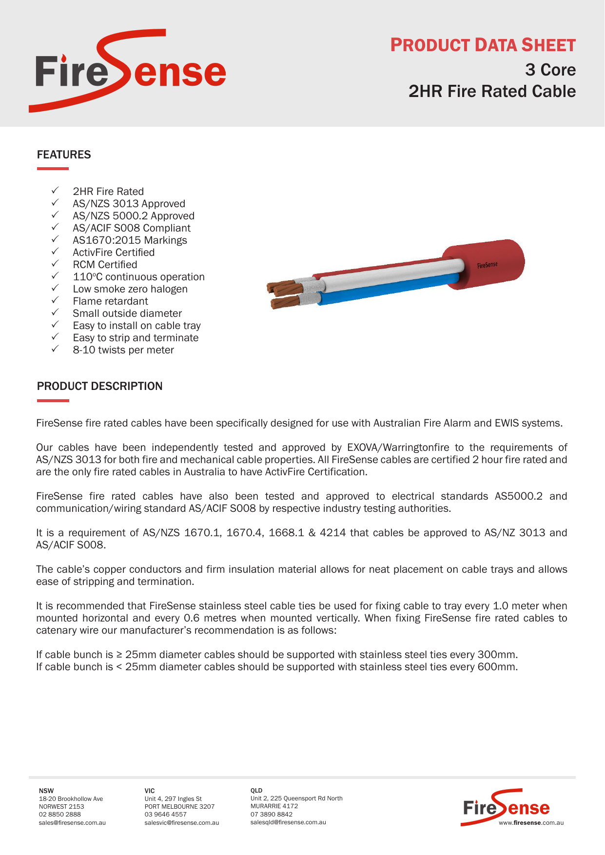 Firesense 3 Core Fr Cable Datasheet Manualzz