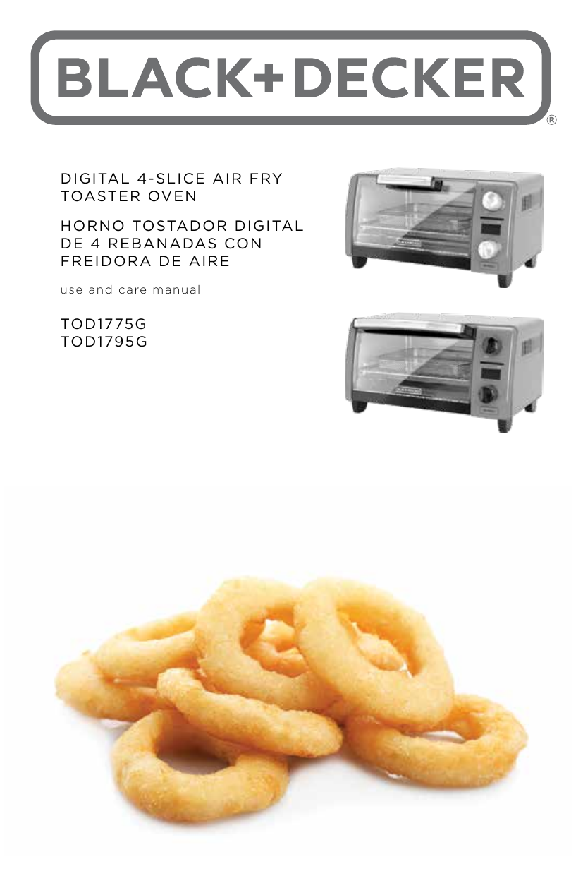 BLACK \u0026 DECKER TOD1775G Crisp N Bake Air Fry Digital 4 Slice Toaster Oven  Use and Care Manual | Manualzz