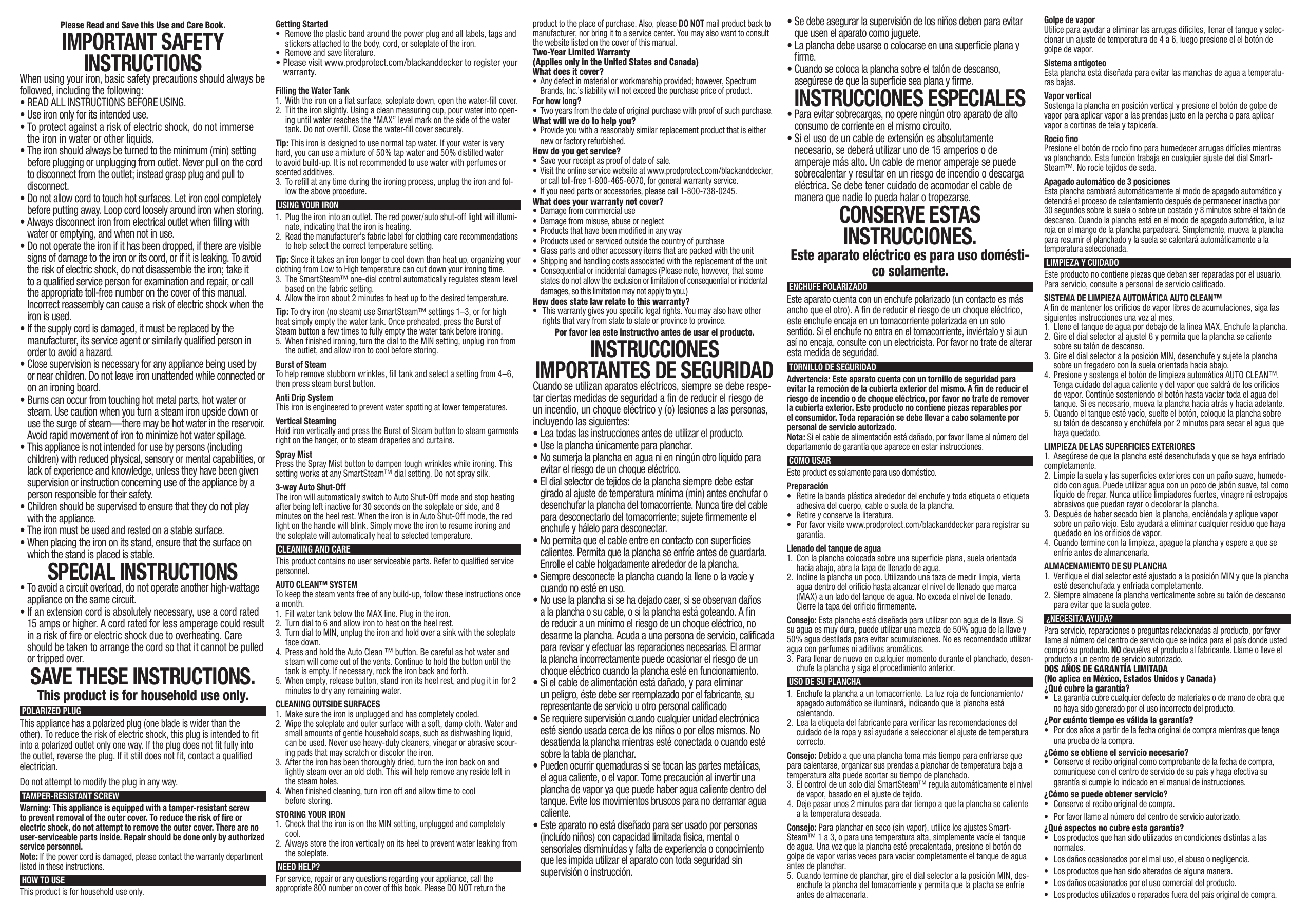 User manual Black & Decker IR08X (English - 2 pages)