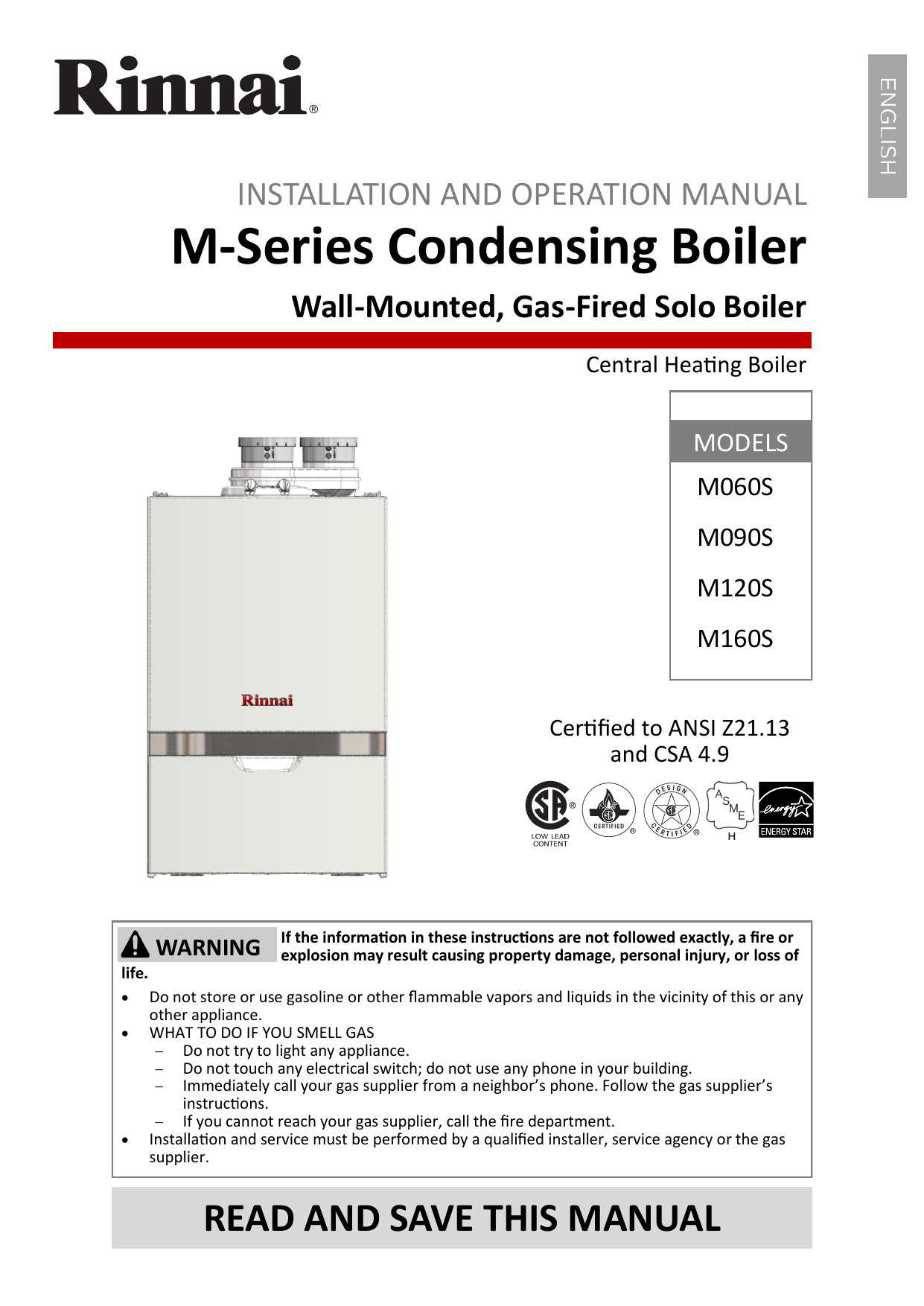 Rinnai M120cn Installation And Operation Manual Manualzz