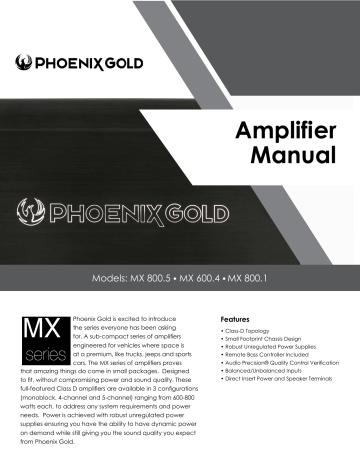 Phoenix Gold MX 800W Monoblock Class D Sub Compact Amplifier Manual | Manualzz