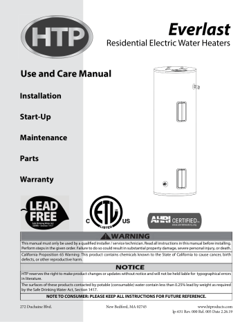 HTP - Everlast Residential Electric Water Heater