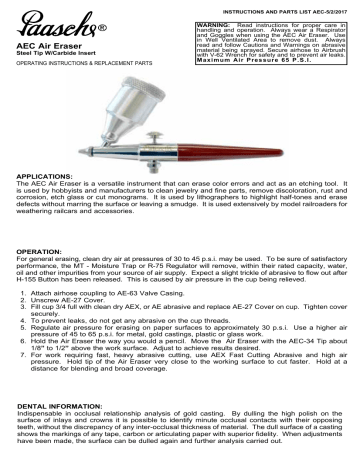 Paasche AEC Air Eraser - No Accessories